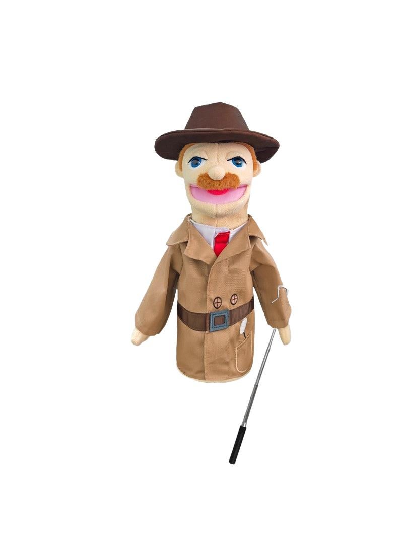 1 Pcs Detective Occupation Professional Figurine Role Playing Parent-Child Interaction Toy Family Companionship Plush Doll Figurine Toy Hand Puppet With Control Lever