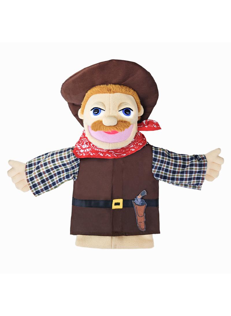 1 Pcs Cowboy Professional Figurine Role Playing Parent-Child Interaction Toy Family Companionship Plush Doll Figurine Toy Hand Puppet
