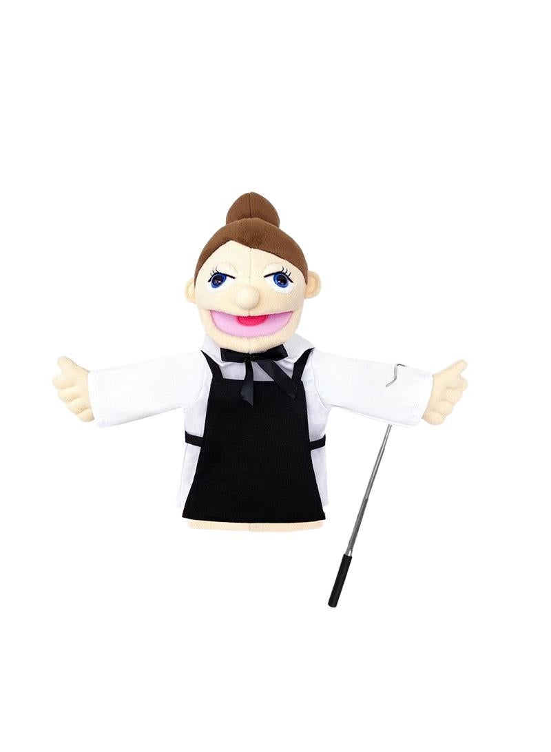 1 Pcs Waiter Occupation Professional Figurine Role Playing Parent-Child Interaction Toy Family Companionship Plush Doll Figurine Toy Hand Puppet With Control Lever