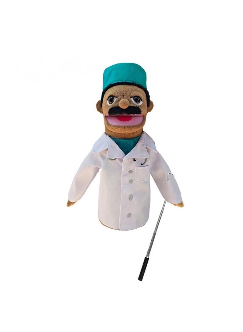 1 Pcs Doctor Occupation Professional Figurine Role Playing Parent-Child Interaction Toy Family Companionship Plush Doll Figurine Toy Hand Puppet With Control Lever