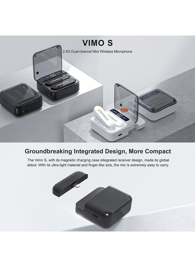 Vimo S-MI Wireless Microphone System with 1 Receiver & 2 Microphones 200M Transmission Range Built-in Battery with Charging Case Replacement for Replacement