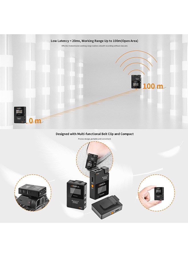 BoomX-D PRO D2 One-Trigger-Two 2.4G Dual-Channel Wireless Microphone System Built-in 8G Memory Card Digital & Analog Output Modes 100M Effective Range