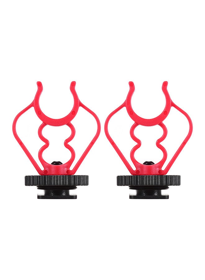 Universal MicShock Mount Cold Shoe Mount Adapter ABS Plastic Microphone Bracket Mount Replacement for Shotgun Microphones Black and Red Pack of 2