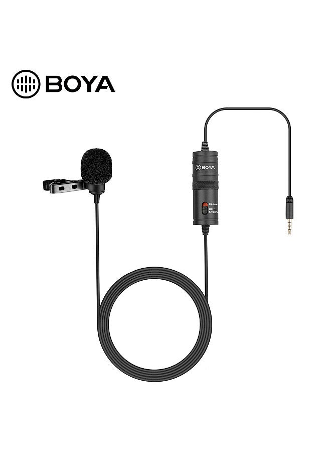 BY-M1 Omni-directional Lavalier Microphone Lapel Clip-on Condenser Mic with 3.5mm Plug for DSLR Camera Camcorder Smartphone PC