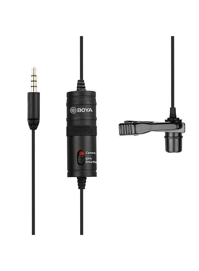 BY-M1 Omni-directional Lavalier Microphone Lapel Clip-on Condenser Mic with 3.5mm Plug for DSLR Camera Camcorder Smartphone PC