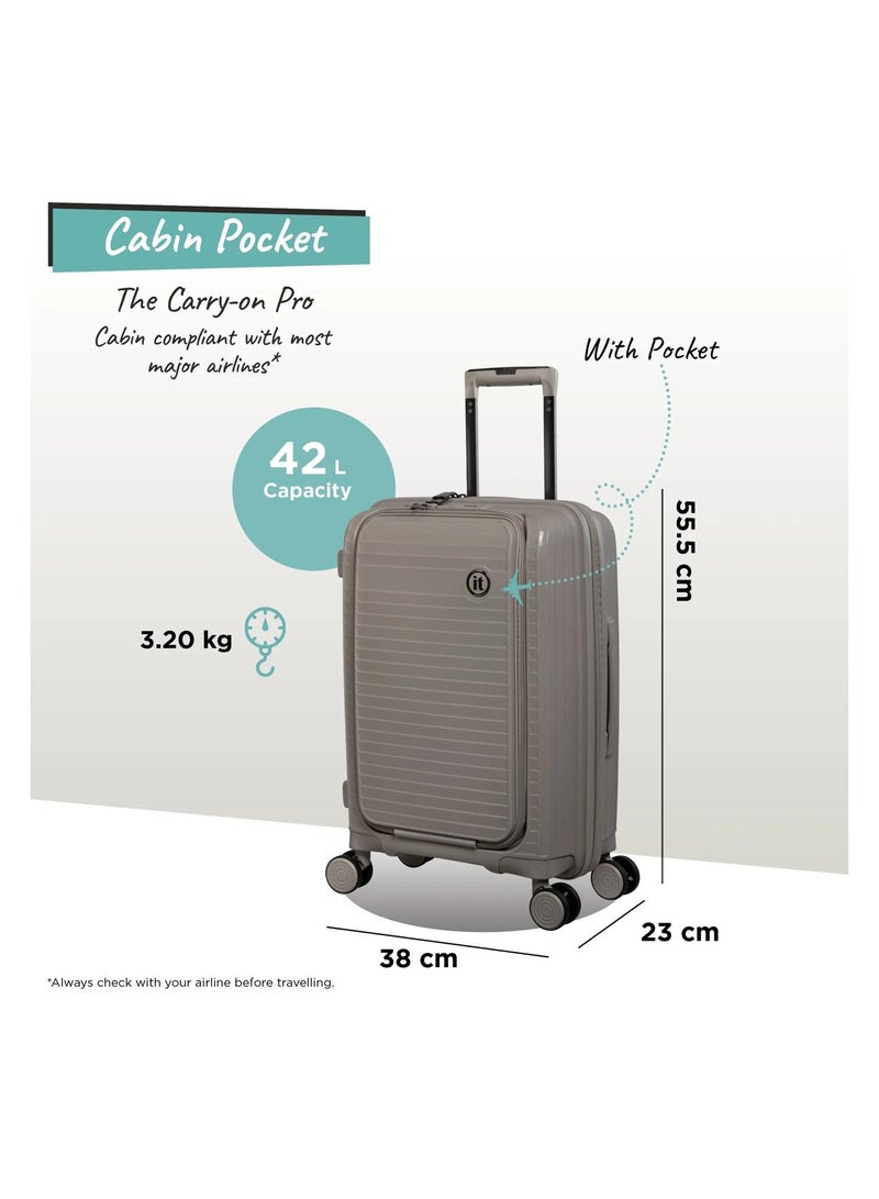 it luggage Spontaneous, Unisex Polypropylene Material Hard Case Luggage, 8x360 degree Spinner Wheels, Expandable Trolley Bag, TSA Type lock,15-2881-08OL- Size Cabin with Pocket, Color Feather Grey