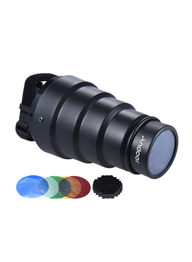 Conical Snoot Light Modifier w/ 50 Degree Honeycomb Color Filter Replacement for Neewer Canon Nikon Yongnuo Godox Meike Vivitar Photography On-camera Speedlite Speedlight