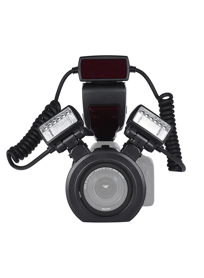E-TTL Macro Flash Speedlite 5600K with 2pcs Flash Heads and 4pcs Adapter Rings for Canon EOS 1Dx 5D3 6D 7D 70D 80D Cameras