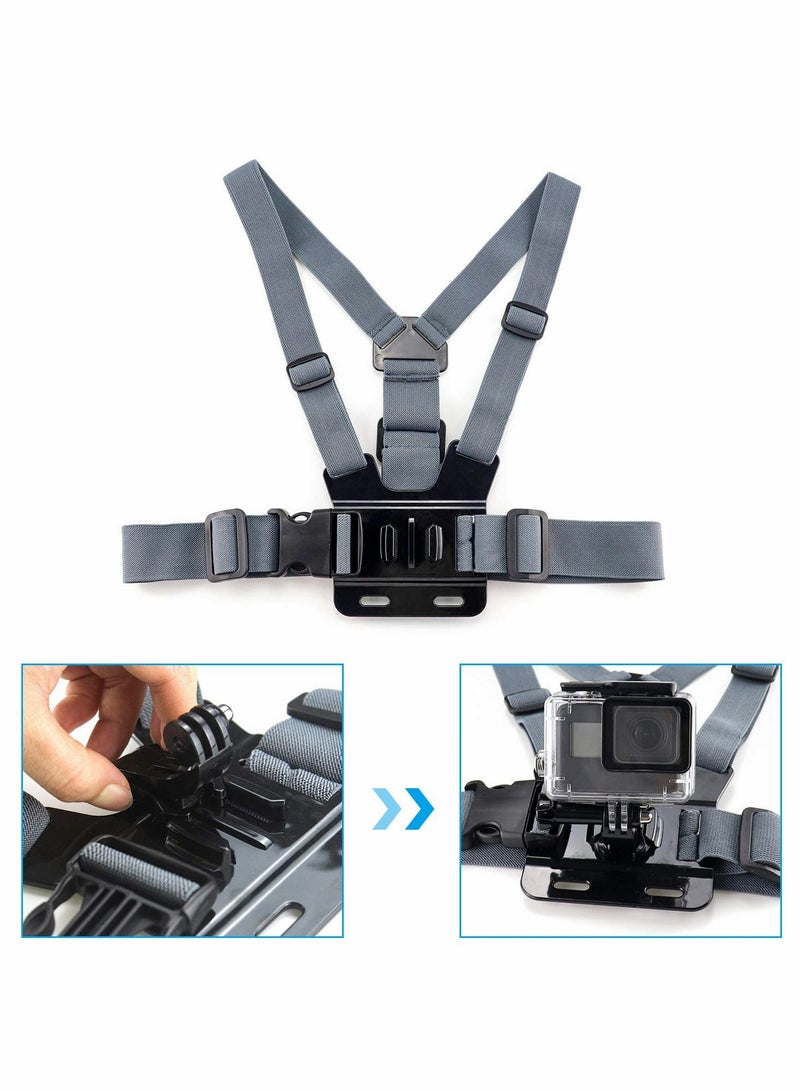 Camera Chest Mount Strap Harness Fit for AKASO DJI Osmo Chest Mount Harness Adjustable Chesty Strap Elastic Cell Phone Chest Mount Strap with Sports Camera Installation Bracket kit