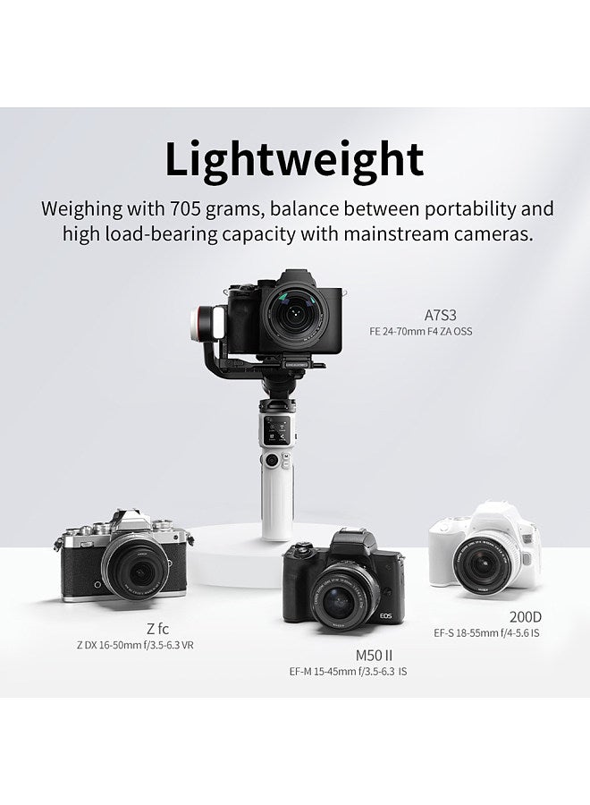CRANE-M3S COMBO Camera Handheld 3-Axis Gimbal Stabilizer Built-in LED Fill Light PD Quick Charging Battery Mini Tripod Backpack Phone Clamp for DSLR Mirrorless Cameras Smartphones
