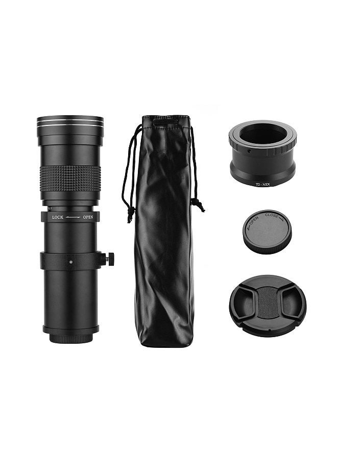 Camera MF Super Telephoto Zoom Lens F/8.3-16 420-800mm T Mount with NEX-mount Adapter Ring Universal 1/4 Thread Replacement