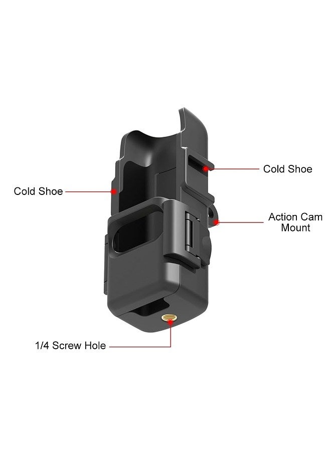 PU898B Expansion Adapter Camera Extenion Bracket Mount with Cold Shoe Mount Action Cam Mount & 1/4in Screw Hole Compatible with DJI Osmo Pocket 3