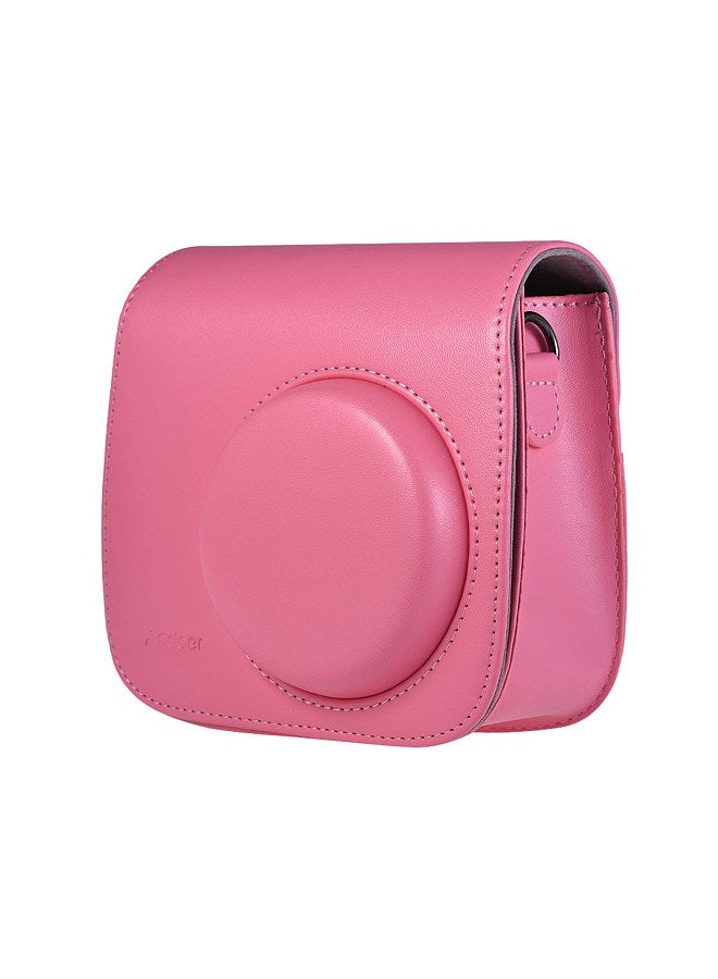 PU Instant Camera Case Bag with Strap for Fujifilm Instax Mini 9/8/8+/8s Flamingo Pink