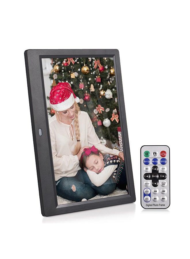 10.1 Inch Digital Photo Frame Desktop Electronic Album 1280*800 IPS Screen Supports Photo/ Video/ Music/ Clock/ Calendar Function with Backside Stand Remote Control