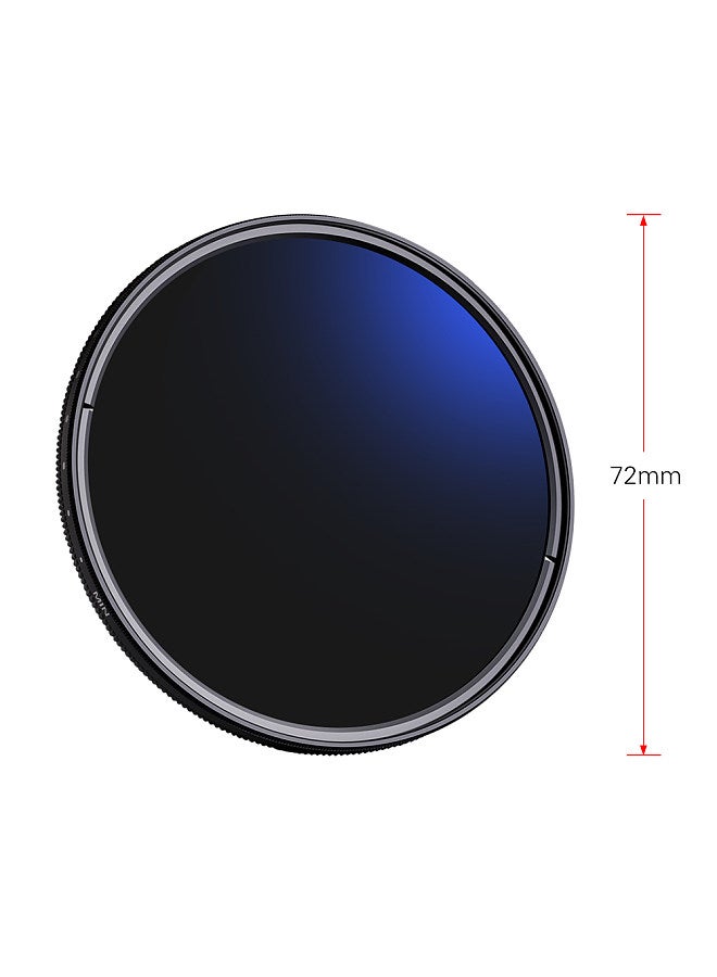 72mm Ultrathin Variable ND Filter ND2 to ND400 Adjustable Neutral Density Filter Compatible with Canon 7D 60D 70D 500D Compatible with Nikon D7000 D600 D300 D800 D7100 Compatible with Sony A77 NEX 5