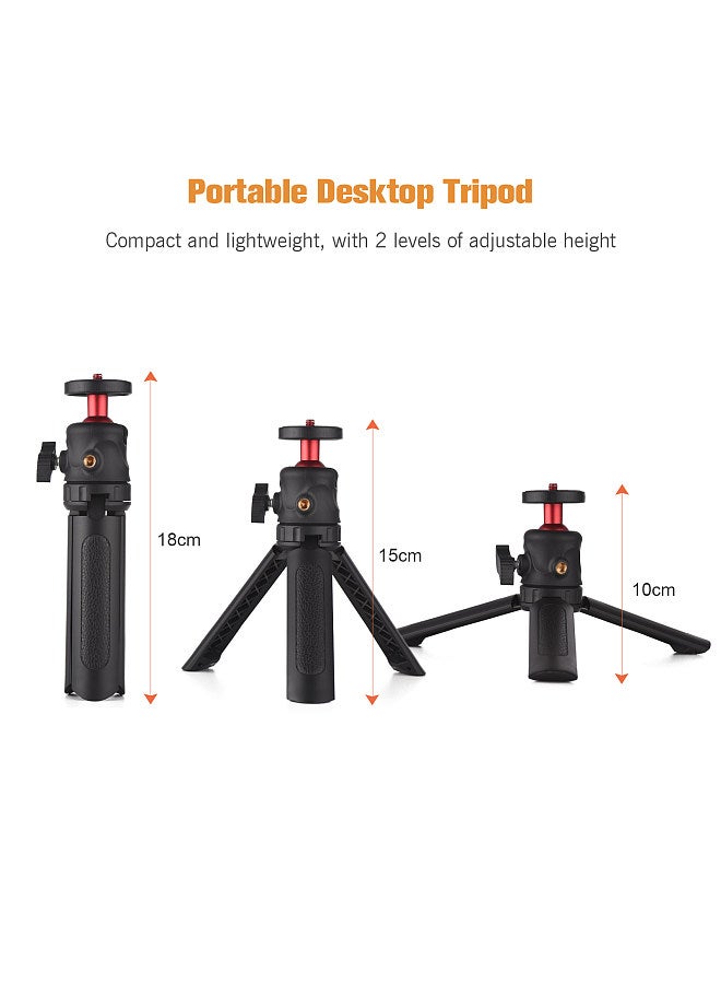 Multifunctional Smartphone Video Kit Including Universal Phone Tripod Mount with Dual Phone Holders 4 Cold Shoe Mounts + Desktop Tripod for Vlog Live Streaming Oline Video Teaching Meeting