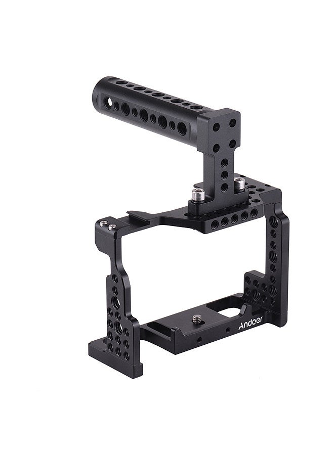 Camera Cage + Top Handle Kit Video Film Movie Making Stabilizer Aluminum Alloy with Cold Shoe Mount for Sony A7II/A7III/A7SII/A7M3/A7RII/A7RIII Camera