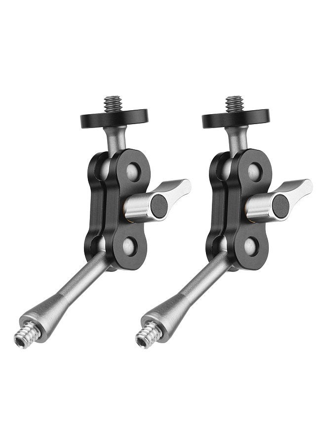 MA-95 Magic Arm Extension Bracket Monitor Mount Adapter Aluminum Alloy 1/4 Inch Screws Connection Dual Flexible Ball Head for Mounting Video Monitor LED Light,  Pack of 2pcs