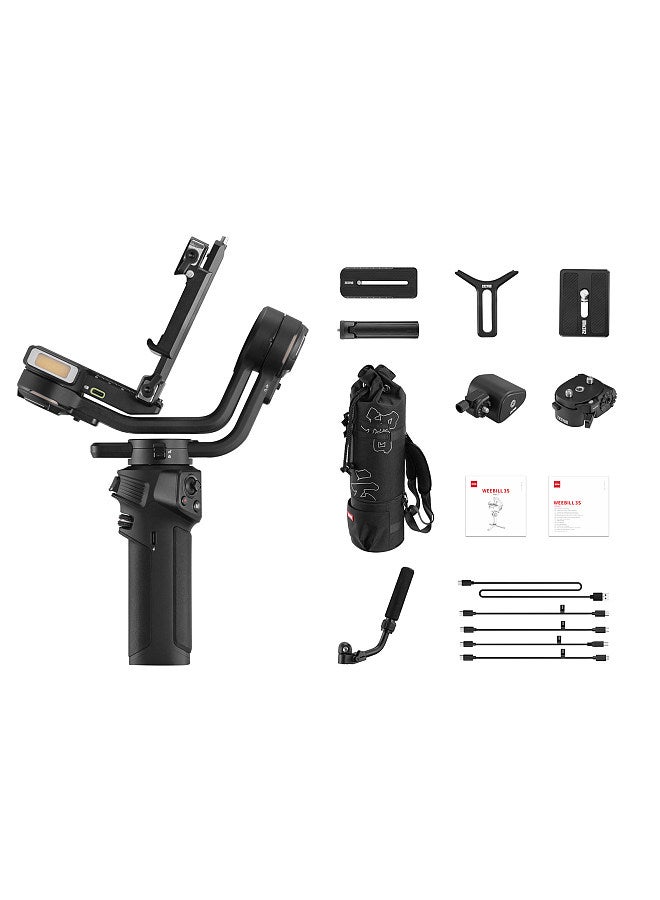 WEEBILL 3S COMBO Handheld Camera 3-Axis Gimbal Stabilizer Quick Release Built-in Fill Light PD Fast Charging Battery Max. Load 3kg/ 6.6Lbs Replacement for Canon Sony Nikon DSLR Mirrorless Cameras