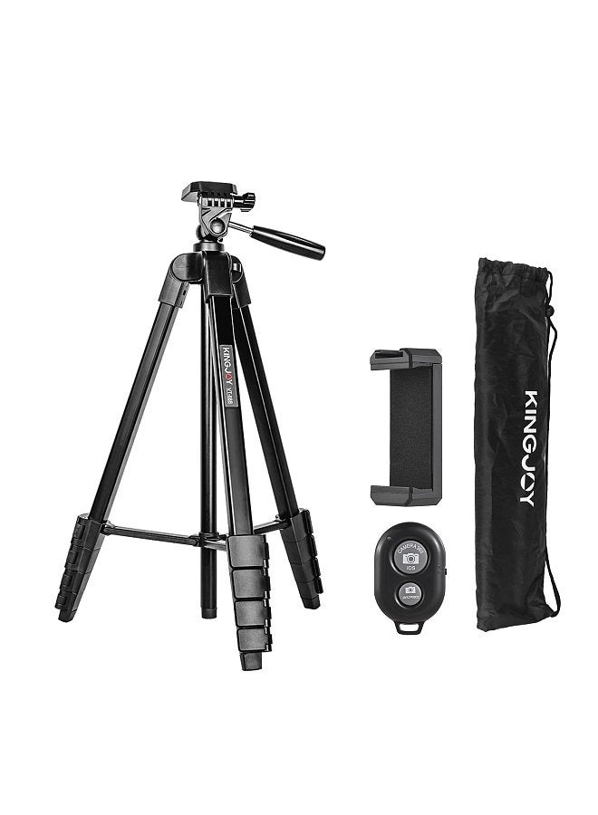 VT-688 675-inch Tripod Stand Desktop Tripod Stand 2kg/4.4lbs Load Capacity 5 Levels Height Adjustable with 1/4in Threaded Screw Pan Tilt Ballhead Phone Clip