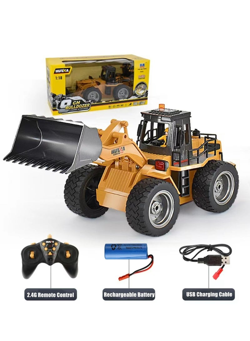 COOLBABY 9-Channel Loading Bulldozer 2.4G Wireless Remote Control Engineering Forklift Children's Toy Excavator Simulation Hydraulic Lift With Light And Sound