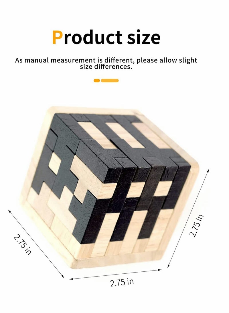 3D Wooden Puzzles Brain Teaser Two Color 54 T Shaped Blocks Geometric Intellectual Puzzle Educational Toy for Toddlers Kids and Adults Creativity Problem Solving