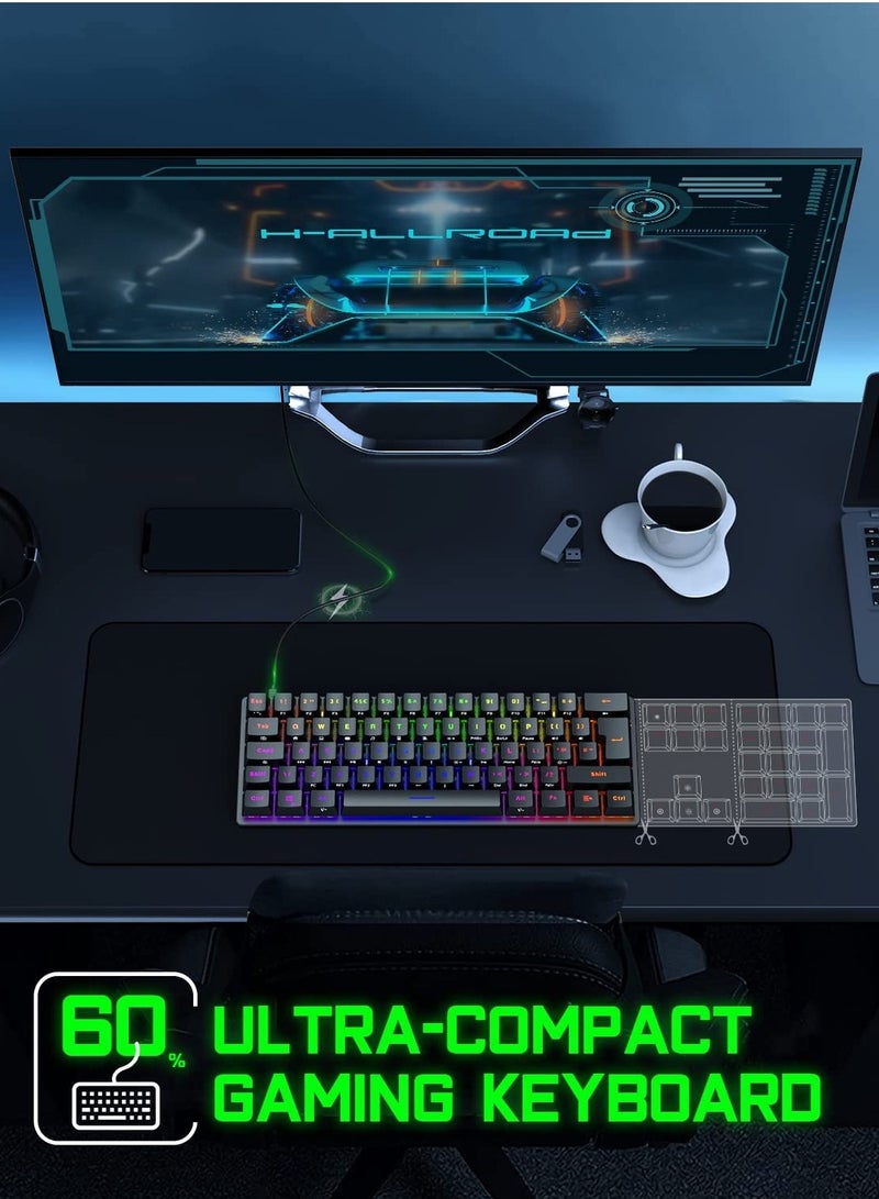 RGB Mechanical Gaming Keyboard，61 Keys USB Ergonomic Keyboard with 9 Colors RGB Adjustable Backlights Compatible with All PC, Computer, Laptop， Gaming Grade Anti Ghosting