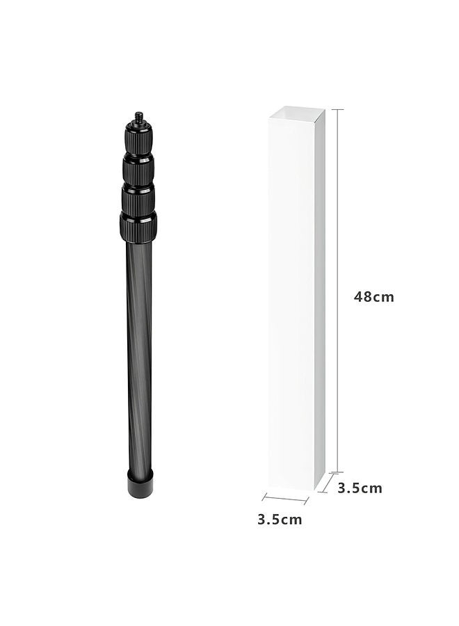 Handheld Microphone Boom Arm 5-Section Extendable Mic Arm Carbon Fiber Boom Pole for Microphones 1/4 Inch Screw & Thread with Foam Grip Twist Locks Max. Length 155cm/61in