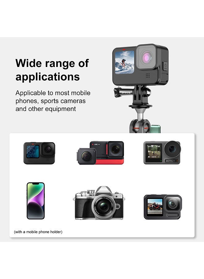 PU848 Suction Cup Mount for Phone Suction Camera Mount Dual 360° Rotatable Ballheads with Phone Holder Sports Camera Mounting Adapter Replacement for GoPro Hero 11/10/9/8 iPhone 14/13/12