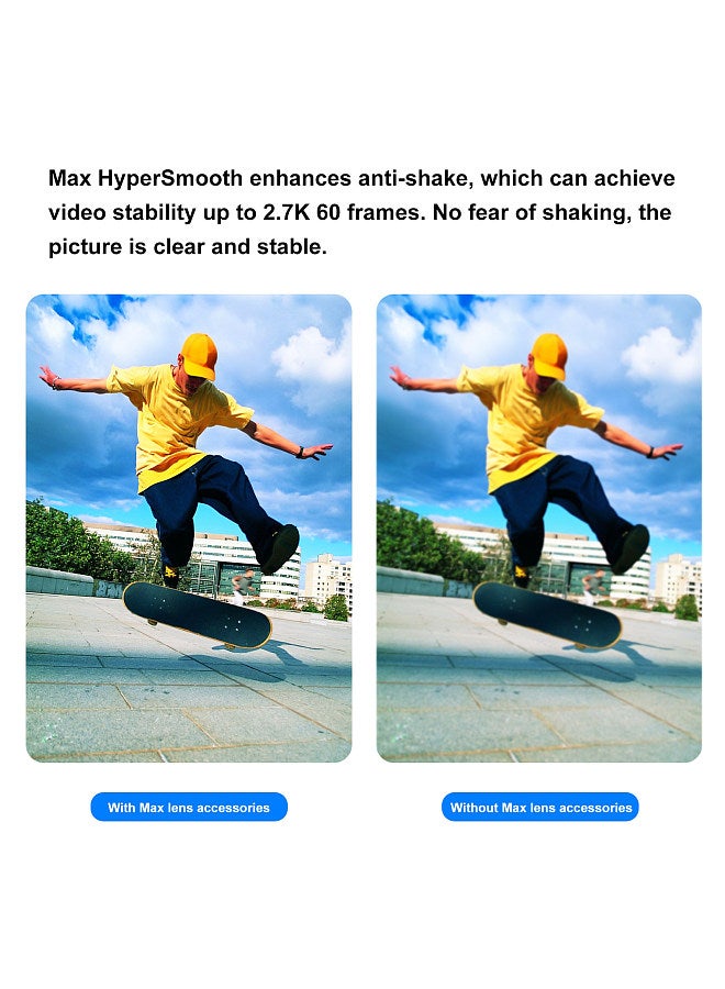Camera Lens Anti-Shaking 155°Wide Angle Support 5-meter Waterproof Lens Mod Compatible with GoPro Max/ Hero 12 11 10 9 Black