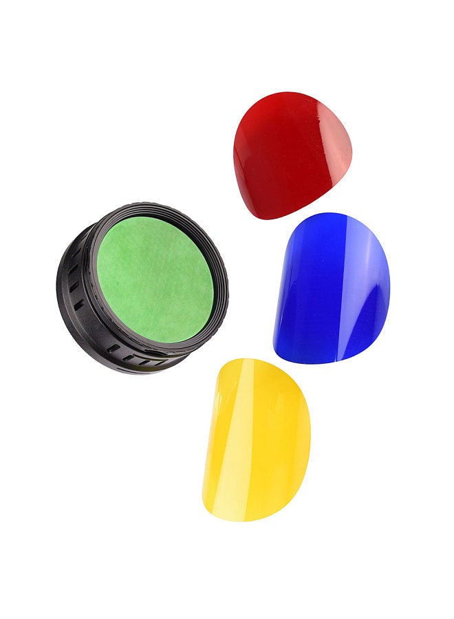 BD08 Barn Door & Honeycomb Grid & 4 Color Gel Filters Kit (Red Yellow Blue Green) for Outdoor Flash Strobe Light Monolight Speedlites