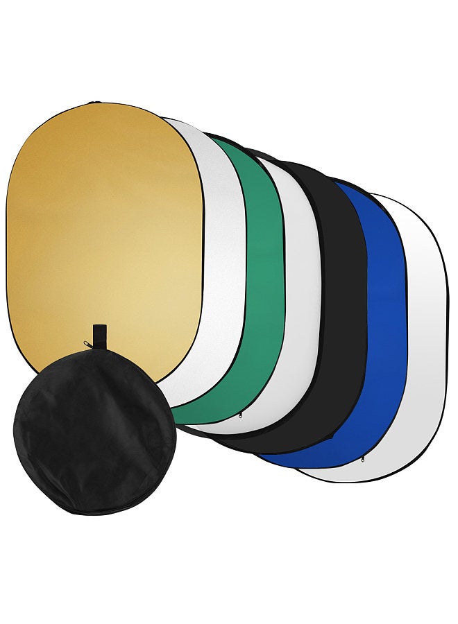 60 * 90cm/ 24 * 35inch Photography Light Reflector 7-in-1(Translucent,  Silver,  Gold,  White,  Black,  Green,  Blue) Collapsible Multi-Disc for Studio Outdoor Photography with Carry Bag