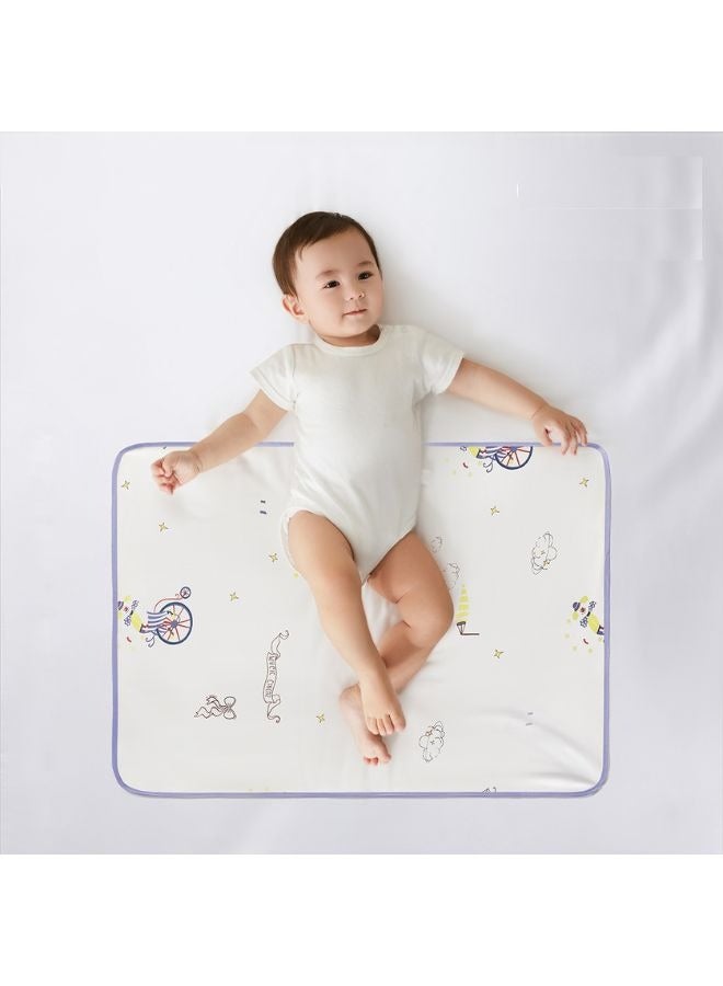 Happy Circus Printed Baby Changing Pads - Waterproof Cotton Diaper Pads - Portable Crib Mattress Playmats - Super Breathable Stretch 80x100cm