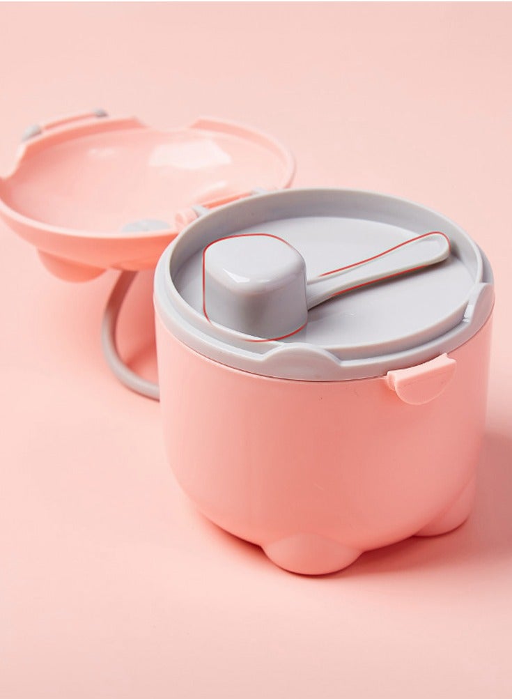 Baby Milk Powder Dispenser, Portable Toddler Milk Power Dispense Container With Handle And Spoon Pink