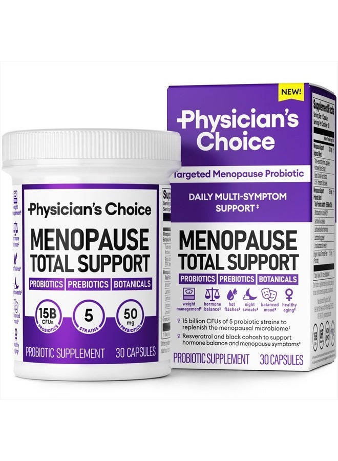 Menopause Probiotic Supplement for Women - Supports Hormone Balance, Hot Flashes, Night Sweats, Weight Management, Bloating & Gut Health - with Black Cohosh, Resveratrol+ - 30ct