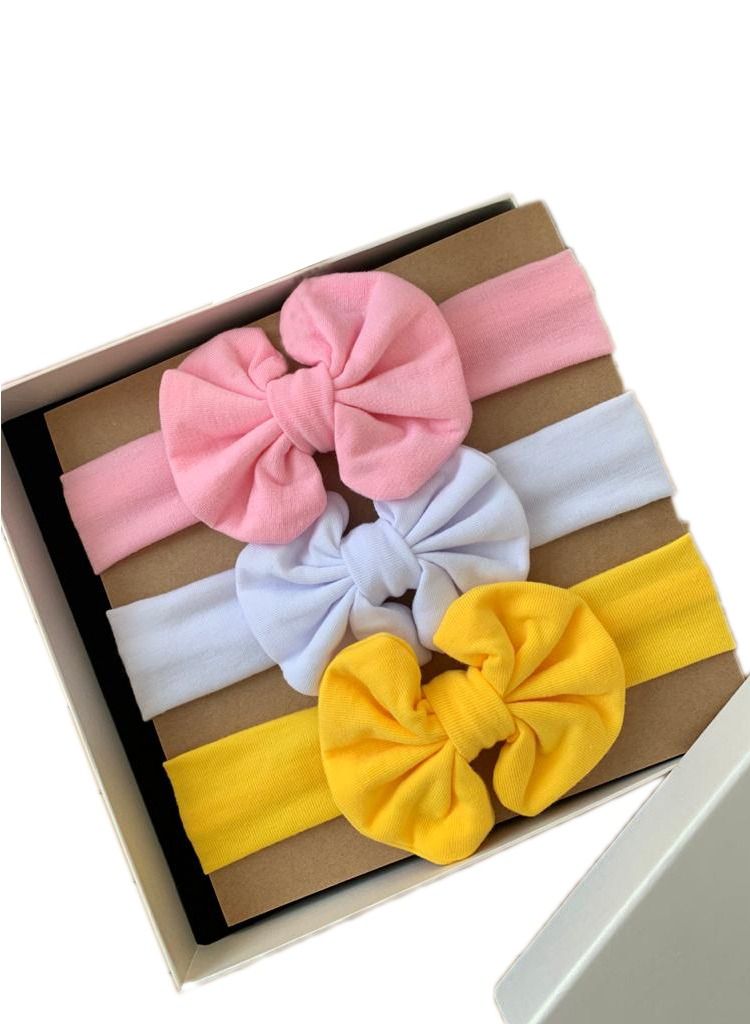 The Girl Cap Elastic Baby Headband Stretchable Cotton Assorted Hairbands Hair Accessories for Baby, Multicoloured, 3PCS