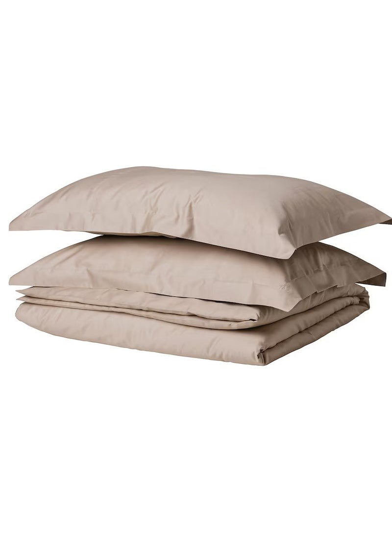 Duvet cover and 2 pillowcases, grey-beige, 240x220/50x80 cm