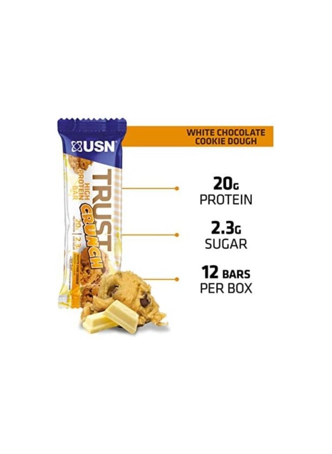 Usn Trust Crunch High Protein Bar White Chocolate Cookie Dough 60g Pack of 12