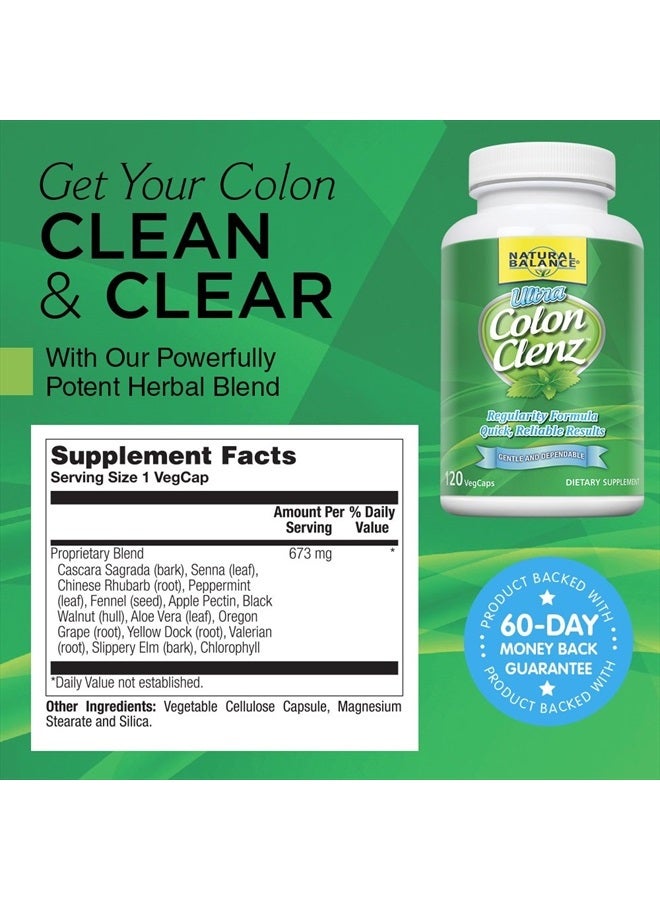 Ultra Colon Clenz | Herbal Cleansing & Regularity Formula for Overnight Support (120 CT)