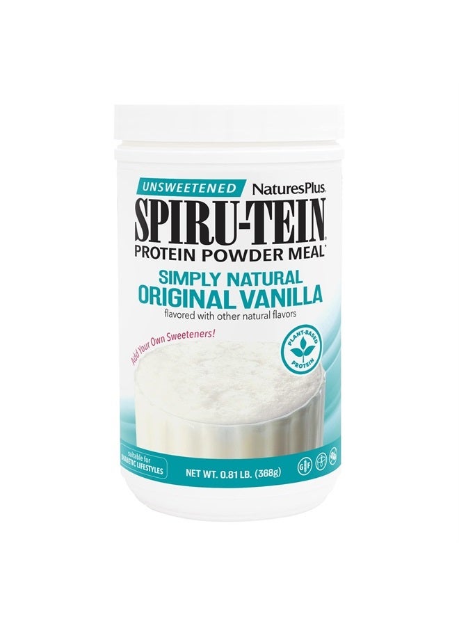 SPIRU-TEIN Simply Natural, Original Vanilla - 0.81 lb - Unsweetened Plant-Based Protein Shake - Non-GMO, Vegetarian, Gluten Free - 16 Total Servings