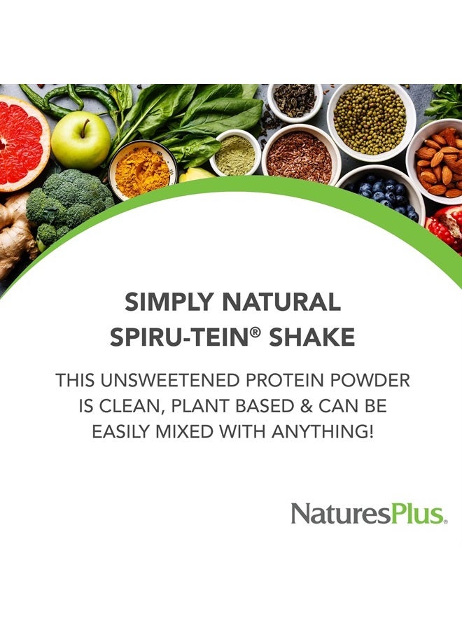 SPIRU-TEIN Simply Natural, Original Vanilla - 0.81 lb - Unsweetened Plant-Based Protein Shake - Non-GMO, Vegetarian, Gluten Free - 16 Total Servings