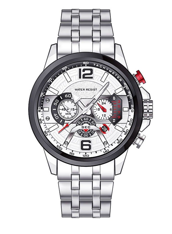 Men's Water Resistant Stainless Steel Chronograph Wrist Watch  - Silver