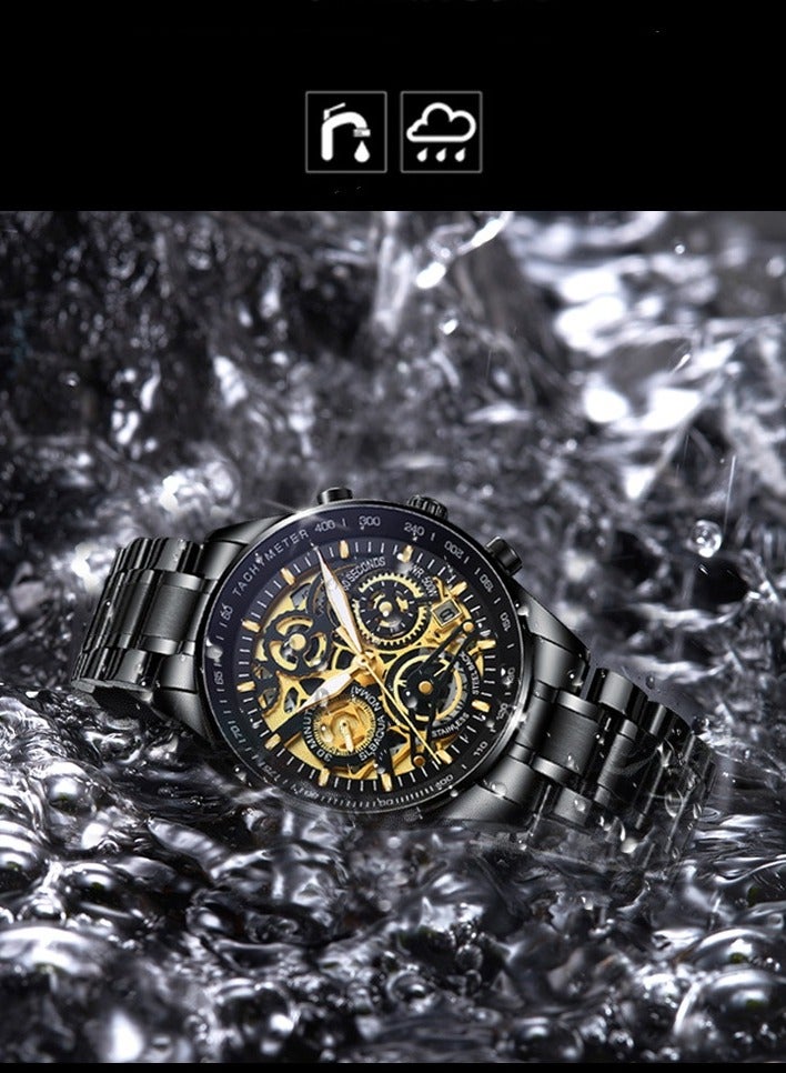 Men's Multifunctional Hollow Waterproof Mechanical Watch