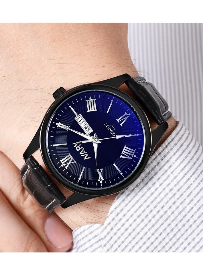 Men's Fashion Business Dual Calendar Luminous Waterproof Quartz Watch