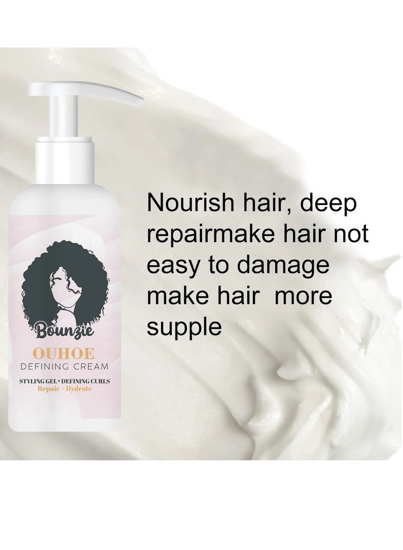 Curl Boost Defining Cream, Elastin Curly Hair Moisturizing Styling Essence, Instant Quick Drying Curly Hair Gel, Fluffy Frizzy Hair Care Gel For Curly Shinny And Strong Hair