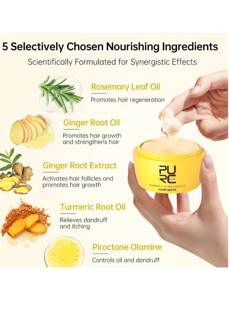 Rosemary Oil Hair Mask,  Anti Dandruff Smoothing Cream, Natural Ingredients Ginger Oil Hair Loss Treatment Mask, Smooth And Effective Anti Hair Loss  Hair Essence For Hair Growth