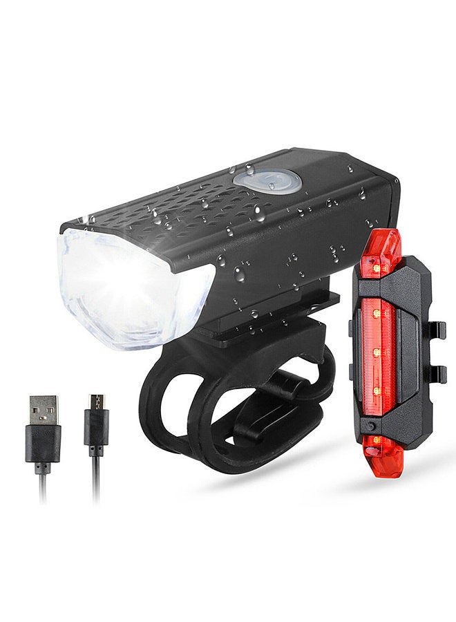 Bike Headlight Taillight Night Riding Safety Set 360 Degrees Visibility USB Rechargeable High Brightness Riding Warning Life Waterproof