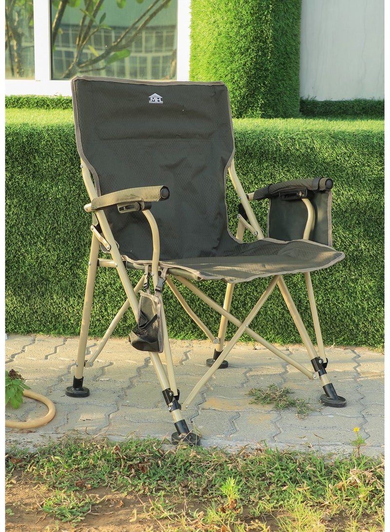 New Modern Design Camping Chair With Cup holder and Pockets Beach Chair Garden Chair With Comfortable Tilted Back-Cup Holder-Carry Bag for Indoor Outdoor Travelling -C104GREEN