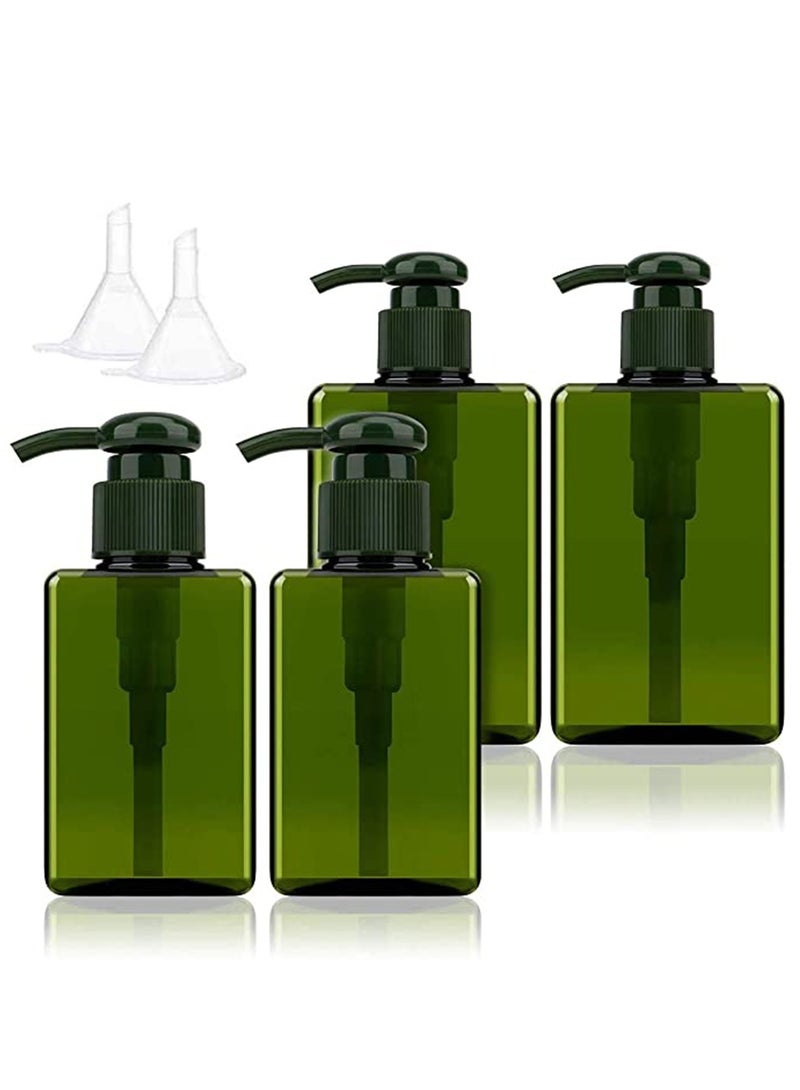 4 PCS Hand Gel Dispenser Refillable Sanitizer Bottles Empty Shampoo Versatile Pump Bottle Drip-free Lotion Container Soap ( Green)