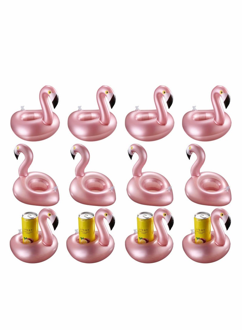 12PCS Hawaiian Party Decorations, Giant Inflatable Flamingo Pool Float Rose Gold Swim Ring Flamingo Float Water Toy For Fun，12 Pack Inflatable Flamingos Pink Pool Toys
